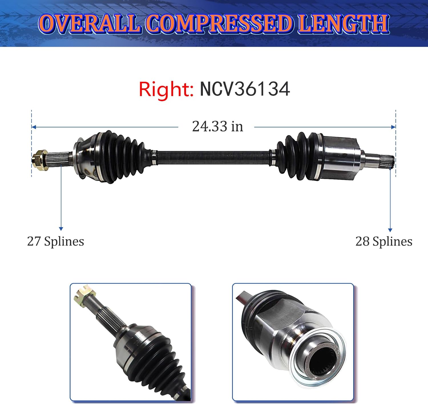 Maxfavor CV Axle Shaft Assembly fit for Honda CR-V CRV 2.4L CV Joint 2002 2003 2004 2005 2006, CV Axle Front Passenger Driver (Right Left) Side