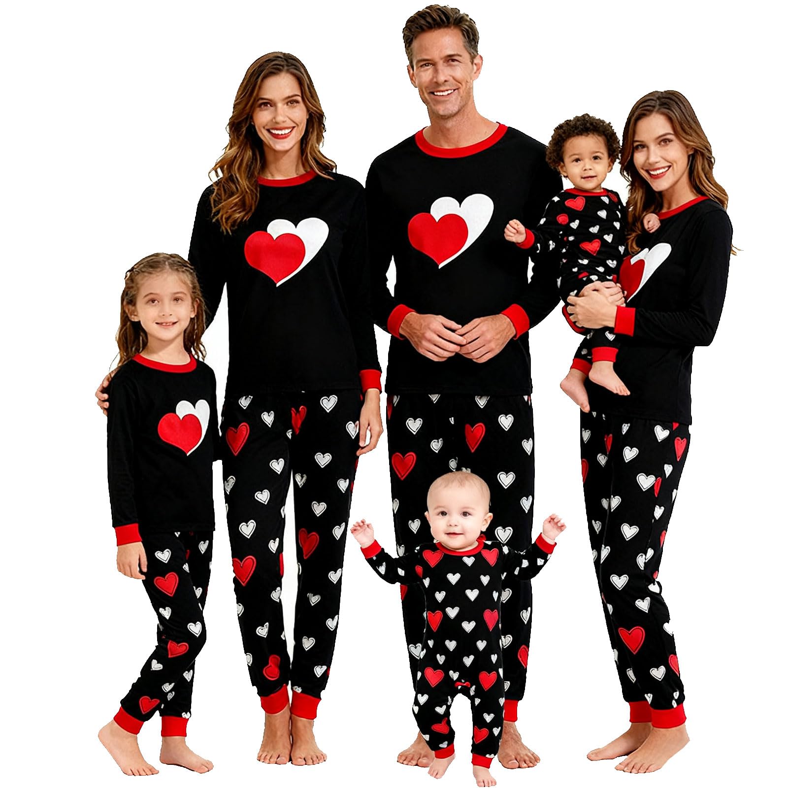 Family Matching Valentine's Day Pajamas Sets-Long Sleeve Cute Heart Print Pajamas for Couples&Kids|Family Pjs Gifts-image-13
