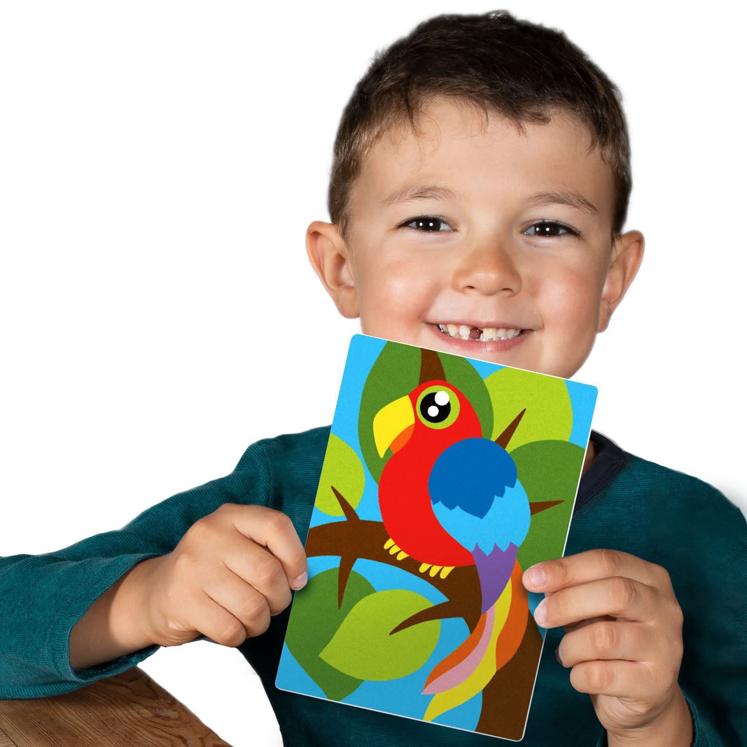 Sabbiarelli Sand-it For Fun - Album Animaux Exotiques : 5 Feuilles Adhésives A5 pour Sand Art avec 5 Dessins à Colorier avec du Sable Coloré (NON INCLUS) - Loisirs Créatifs Enfants 5