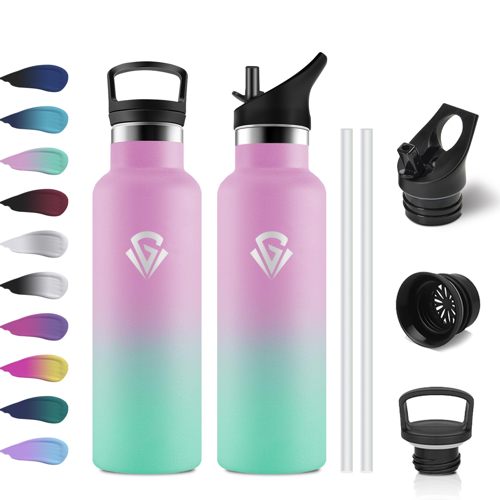 Botella Agua Acero Inoxidable 750ml, Cantimplora Termo con Pajita y Filtro, sin BPA, Reutilizable, Fácil de llevar, Termo a Prueba de Fugas, Cantimplora para Adultos, Oficina, Escuela, Bicicleta — view 8