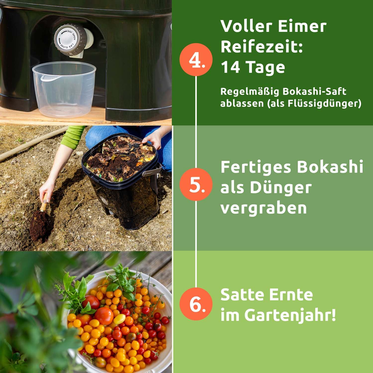 Bokashi Komposteimer Küche 2er Set [Geruchsdicht] 2 x 19 L Volumen, Küchenabfalleimer, Komposter mit Zubehör 1 L EM + 1 Kg Bokashi Ferment für Küchenabfall & Kompostieren | Biomülleimer