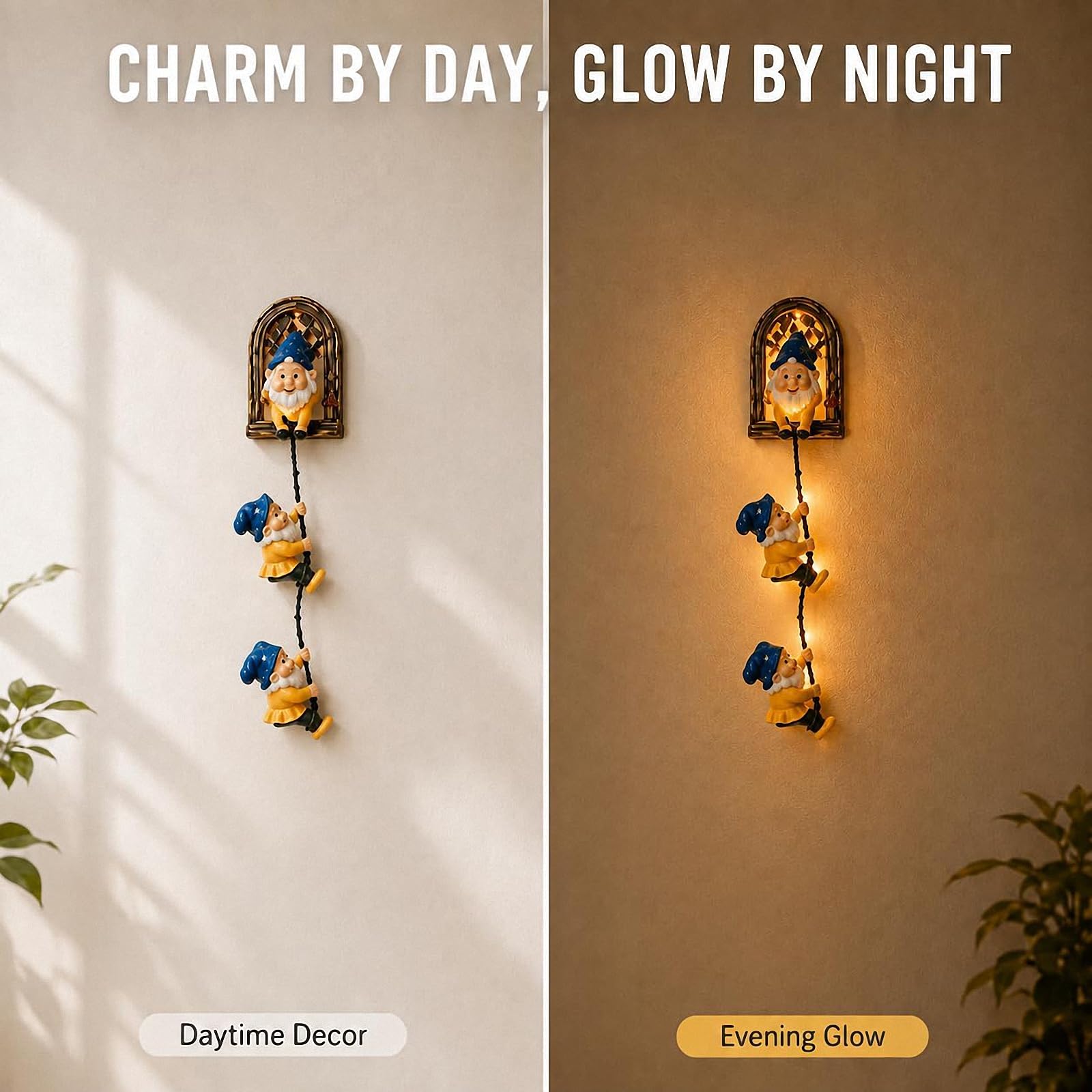 Christmas GNOME String Lights, Beleuchtete kletternde Wichtel-Weihnachtsdekoration, Hängende Xmas-Deko für Kaminsims, Weihnachtsbaum, Wand, Fenster, Wohnzimmer und Weihnachtsfeier，2 * Rot
