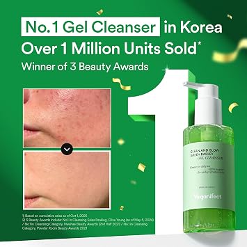 VEGANIFECT Double Cleansing Duo: Light Cleansing Oil & Hydrating Gel Cleanser, Moisturizing Facial Wash, and Makeup & Blackhead Remover for Sensitive Skin and Oily Skin