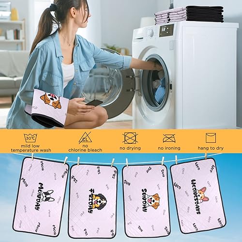Miniatura 6 de Paquete de 7 almohadillas lavables para orina de perros, almohadillas reutilizables para orina de perro, antideslizantes, impermeables, almohadillas