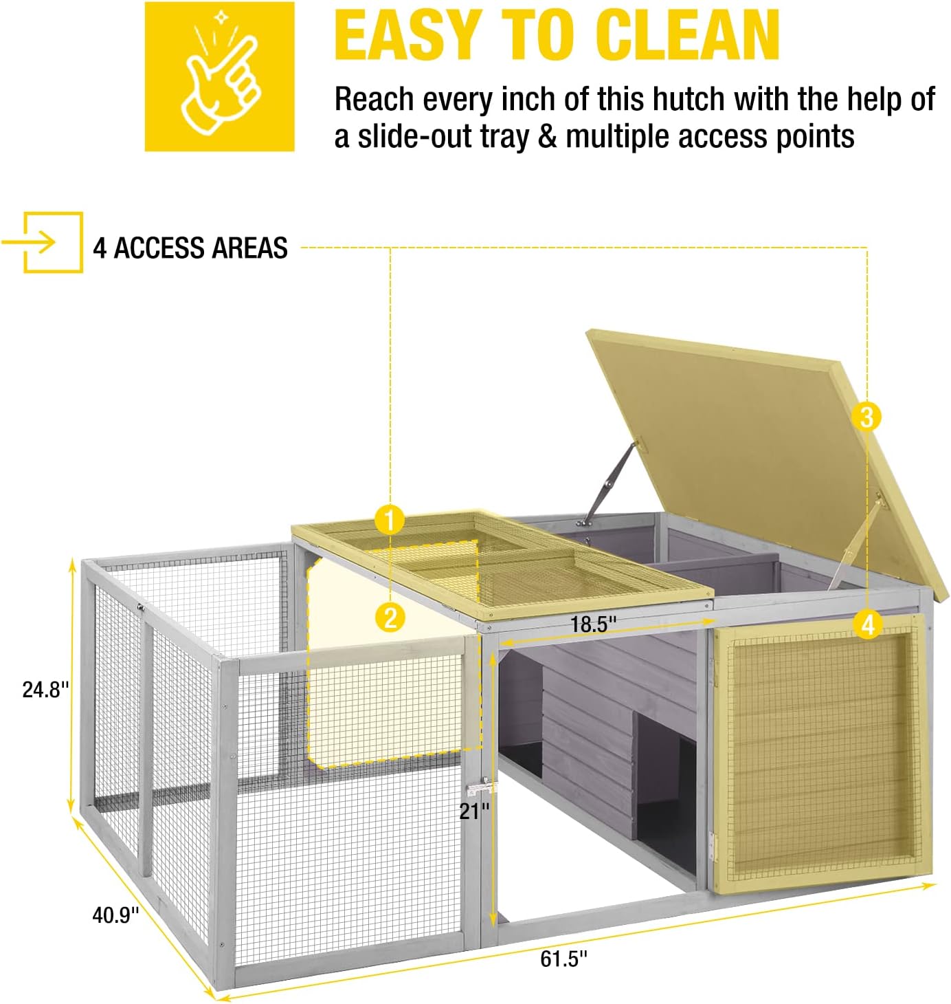 Aivituvin Rabbit Hutch Outdoor Large, Bunny Cage Indoor for 2 Rabbits, Poultry Playpen Duck Cage Playpen for Small Animals with Easy to Clean PVC Layer