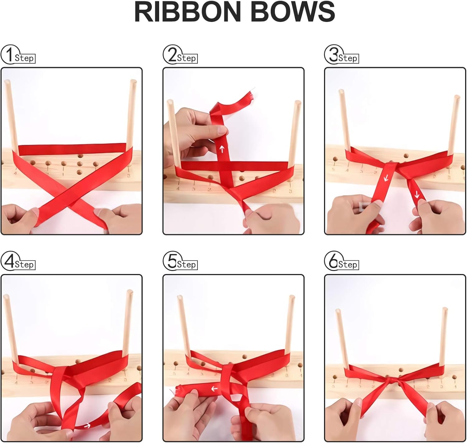 JEWEDECO Bow Maker Tool Wooden Ribbon Craft Accessory for DIY Wreaths and Bows Bow Making Tool for Creative Crafts for Parties and Decorations