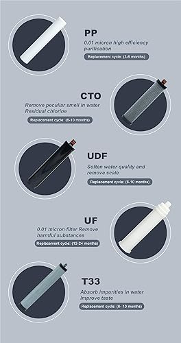 Miniatura 6 de Filtro de agua de acero inoxidable para fregadero, sistema de filtro de agua de ultrafiltración de 0.01 m, reduce PFAS, PFOAPFOS, fluoruro, cloro,