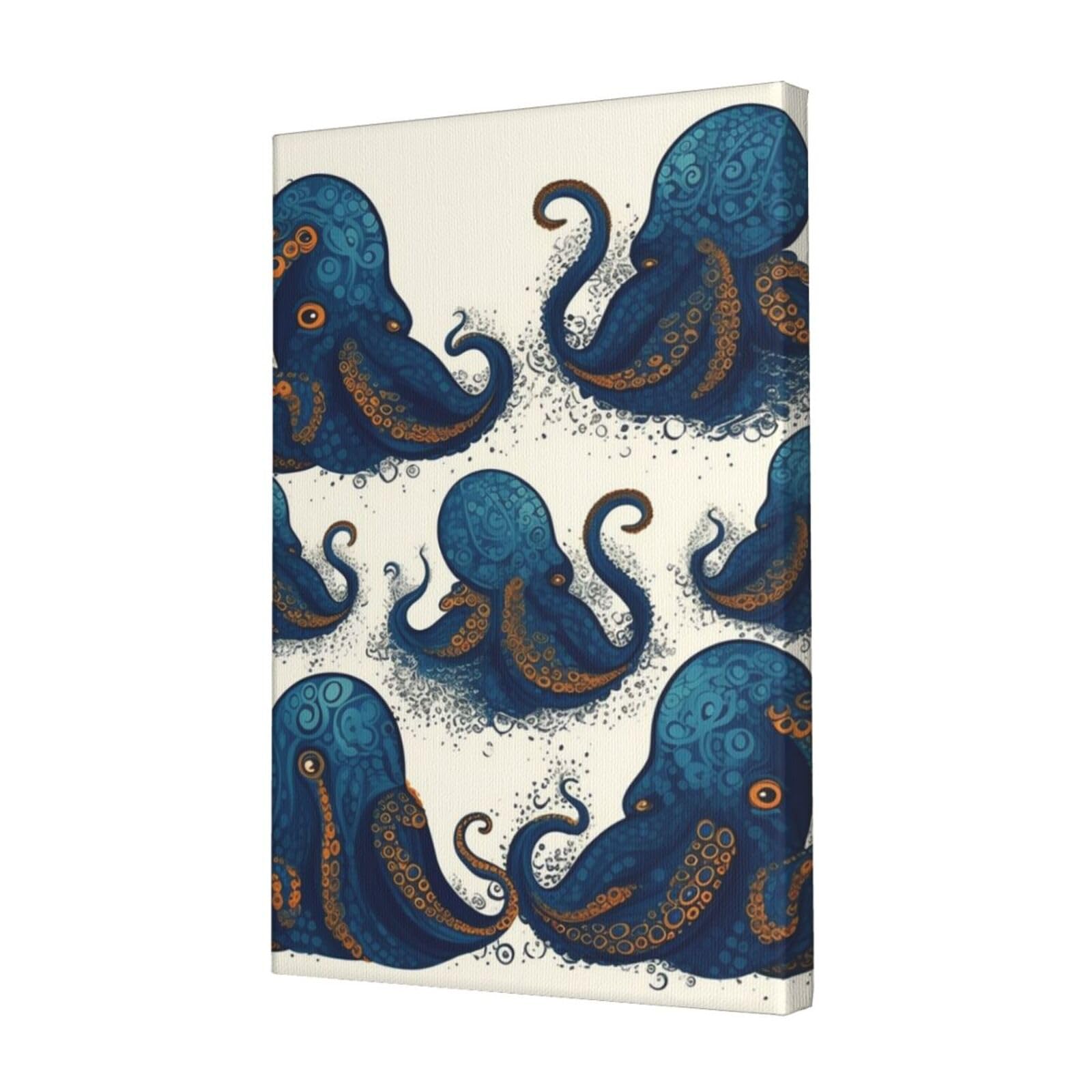 FodPand Tentacles octopus Canvas Wall Art for Living Room Wall Decor 12"x18" Modern Artwork Painting Pictures Hanging Canvas Prints Aesthetic Wall Art for Bedroom Bathroom Office Wallart Decor
