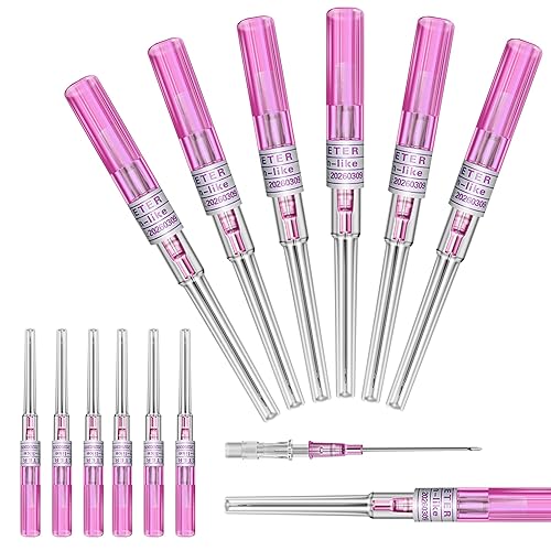 Combofix Agujas de perforación de catéter IV 20G 6 agujas huecas de catéter para oreja, nariz, ombligo, pezón, labio, calidad profesional para