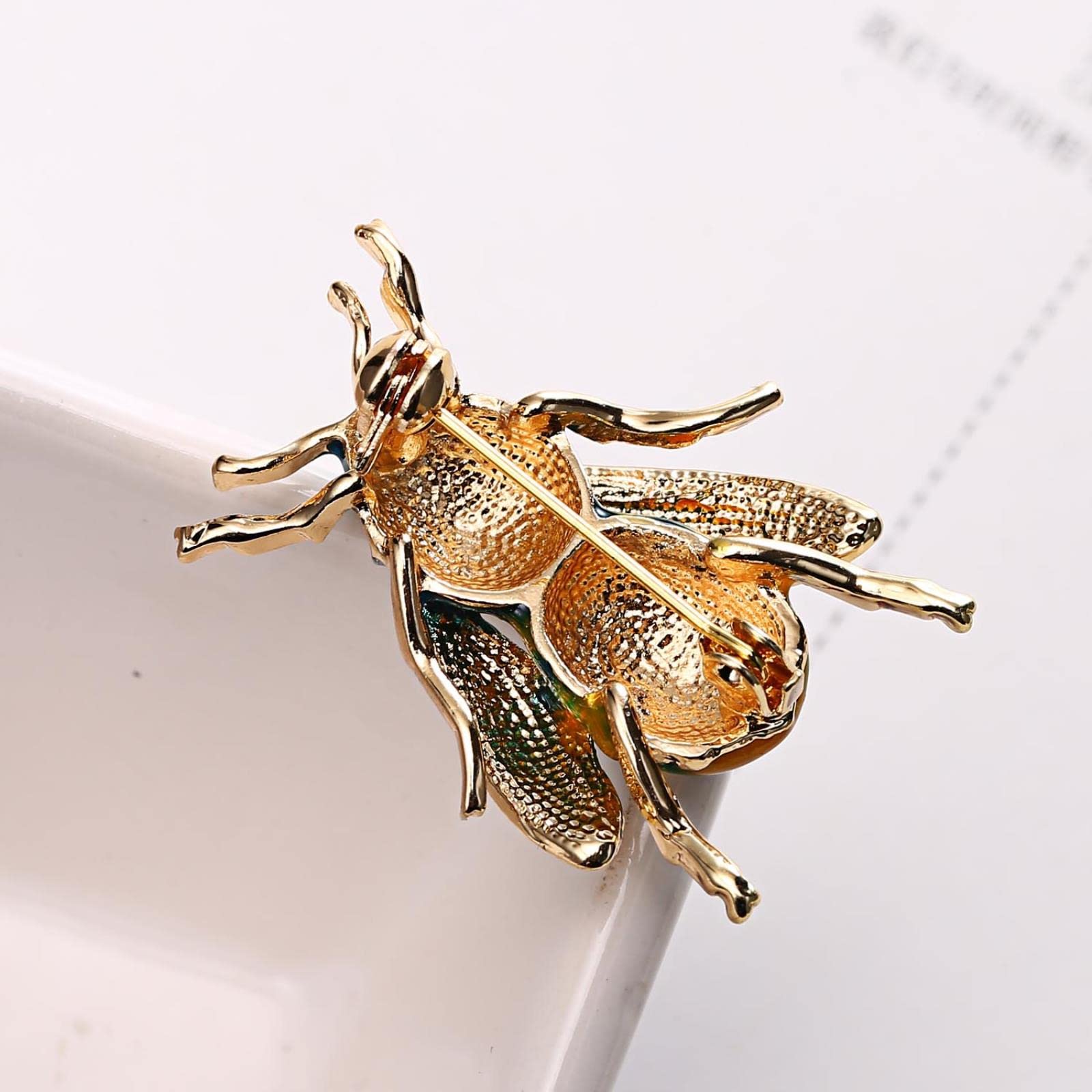 Broche De Revers Ancienne Abeille En Laiton Doré Avec Strass - Épingle Mode Homme