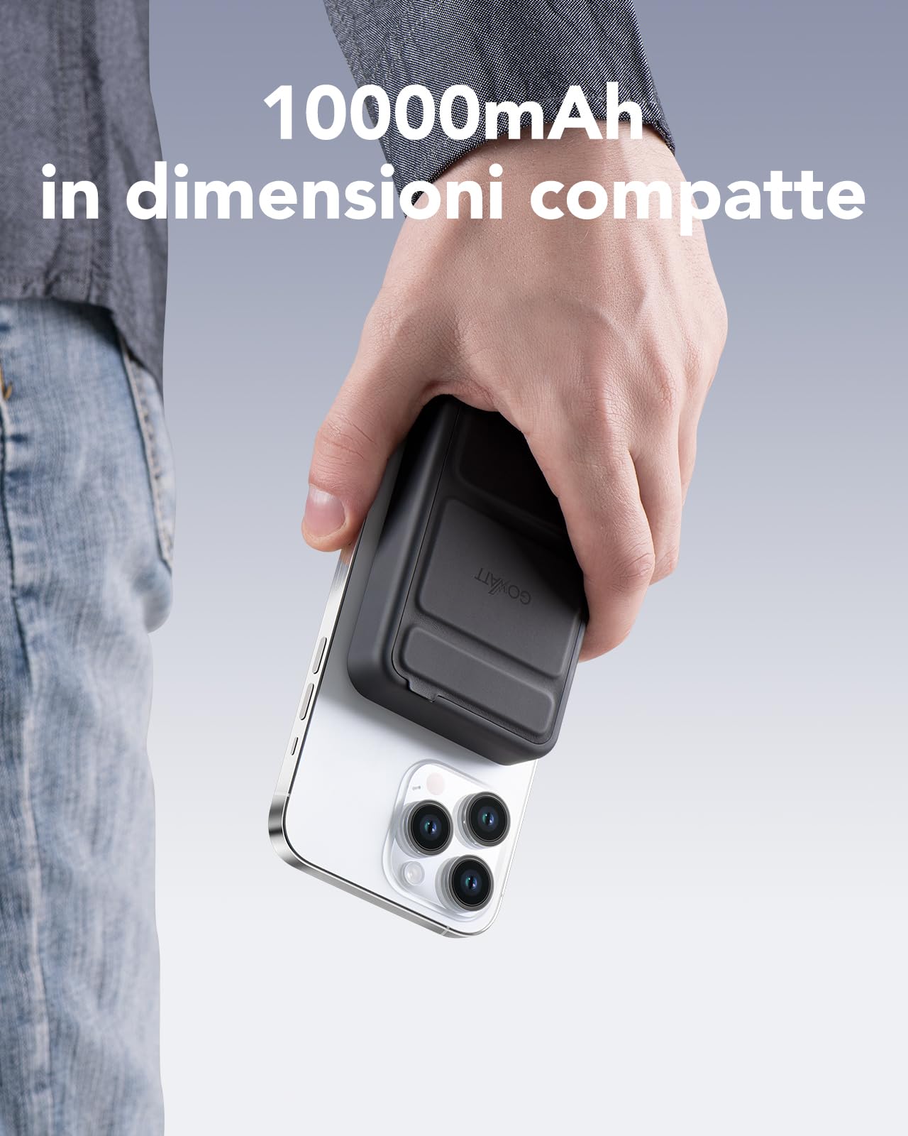 GOWATT Power Bank Magsafe Apple 10000mAh Power bank Magnetico PD 20W ricarica rapida Wireless USB-C per iPhone serie 16/15/14/13/12