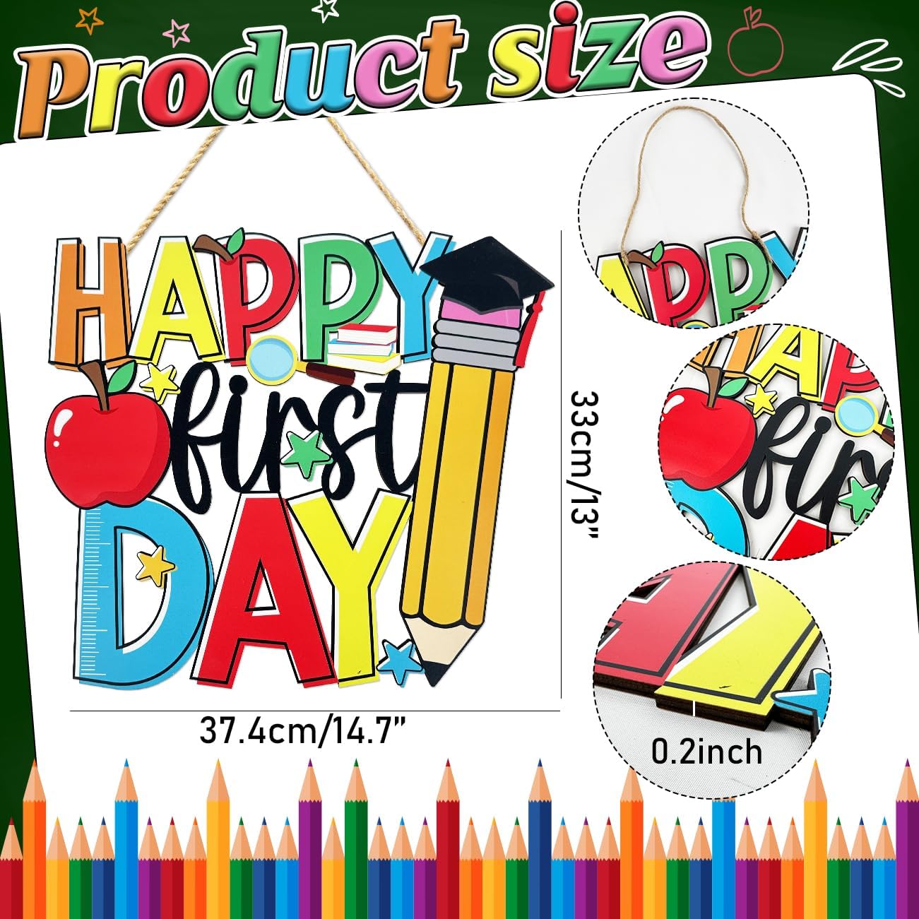 Happy First Day of School Wooden Sign Back to School Decorations