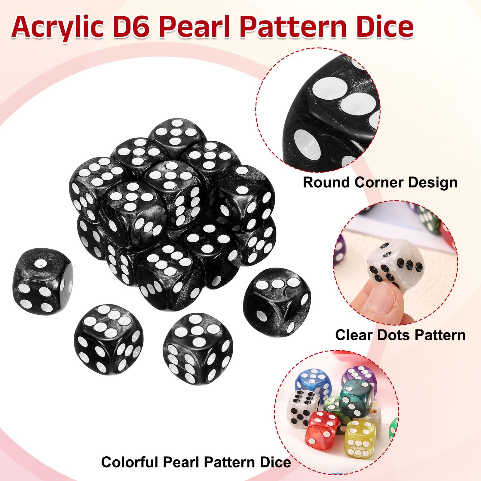 Rouge - Dés Colorés À 6 Faces En Bois De 5cm, Grand Coin Rond, Accessoires D'échecs, Jouet De