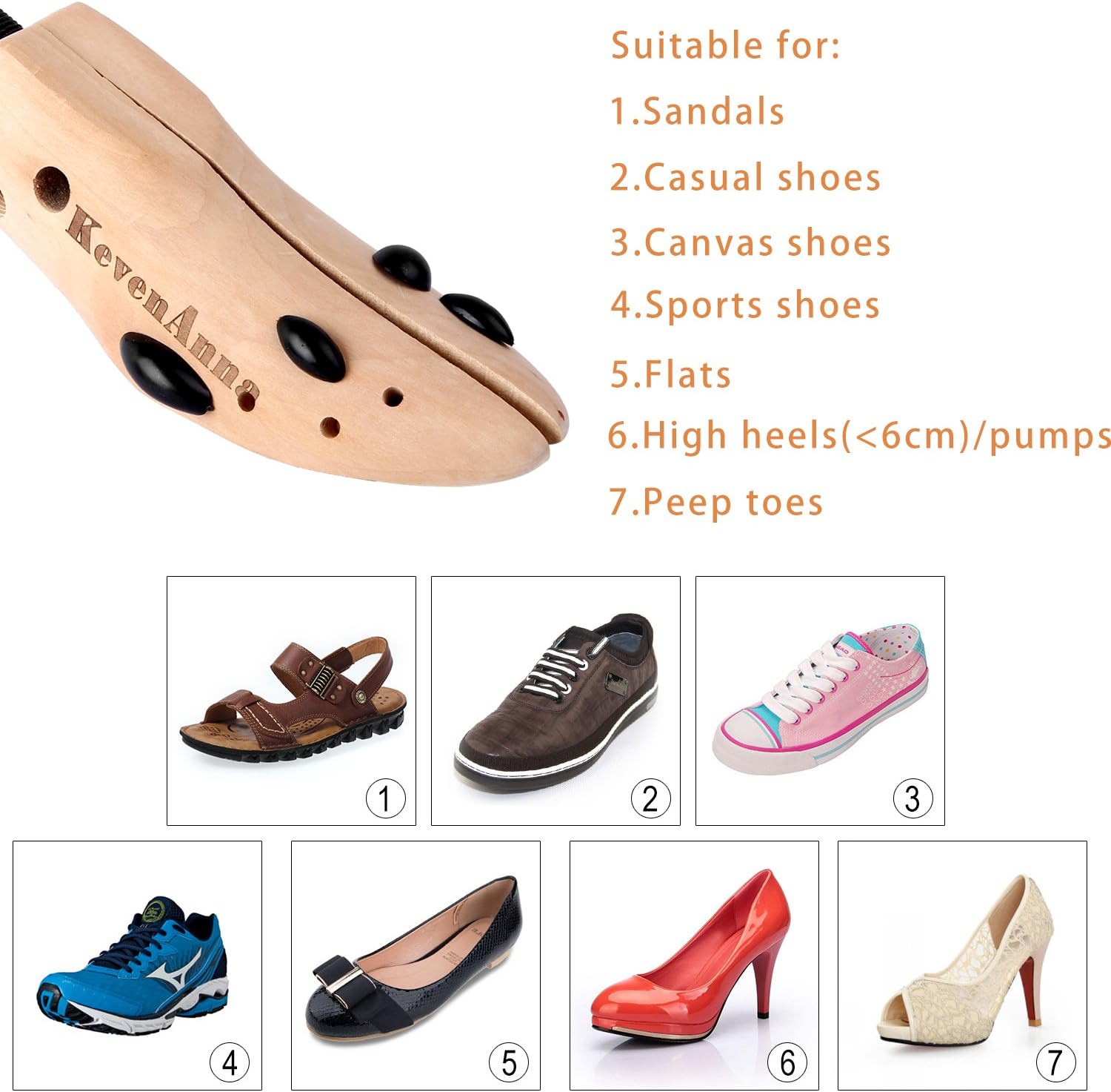 Pair of Premium Professional 2-way Shoe Trees, Wooden Shoe Stretcher for Men or Women