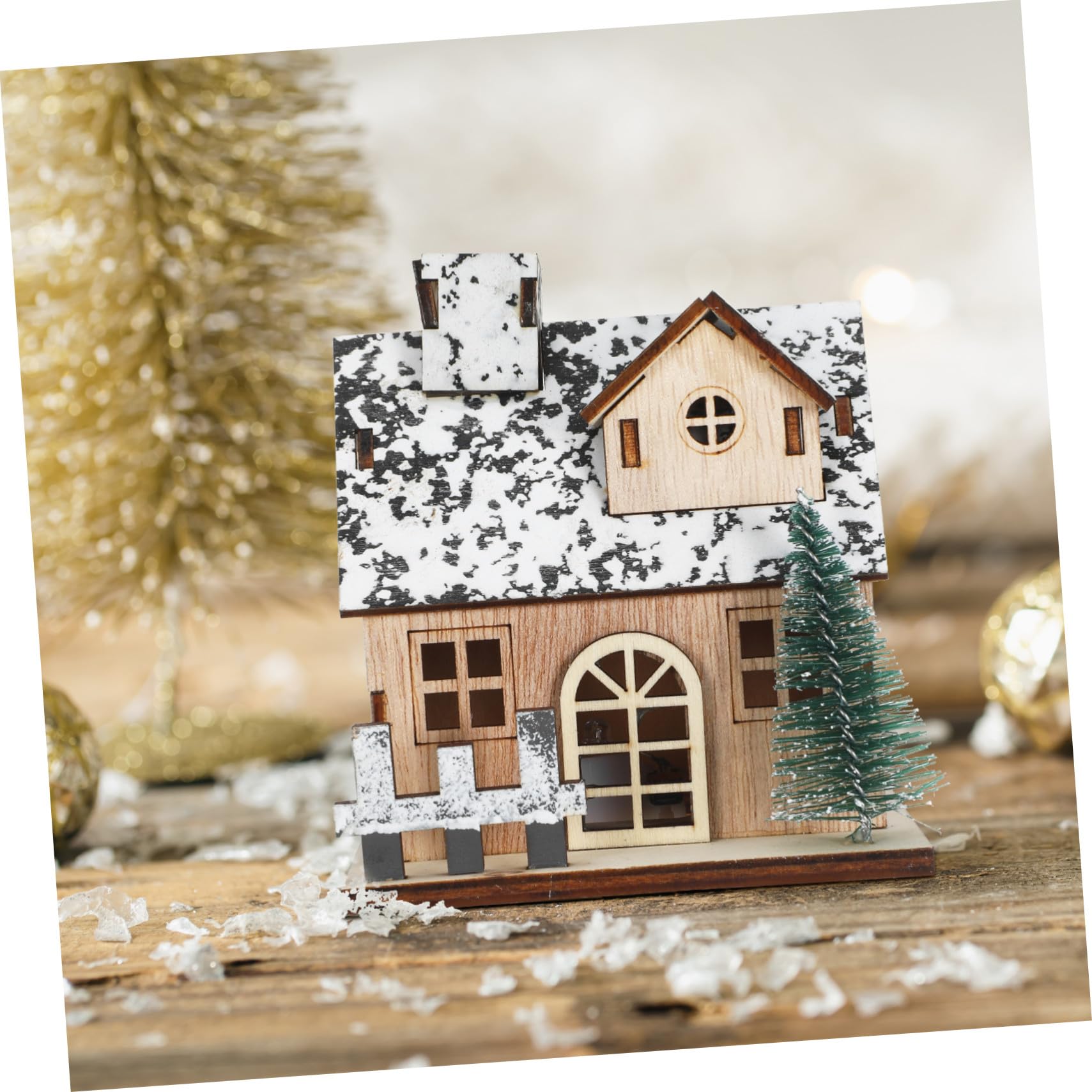 3pezzi Casette Villaggio Natalizio in Legno Con Luci Led Miniature Decorazioni Natalizie Per Tavolo e Casa Artigianato Te e Regalo Festivo
