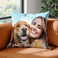 Ueedklaayy Custom Photo Pillow with Text & Picture - Double-Sided Printing, Includes Insert | Personalized Pet Memorial & Keepsake Gifts, 5 Sizes 10 Colors