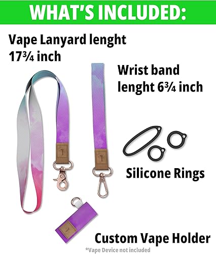Miniatura 2 de Greensadi Soporte de cordón y pulsera para vape  Collar y pulsera con 3 opciones de tamaño de Vape para un ajuste perfecto  Cuero real y nailon