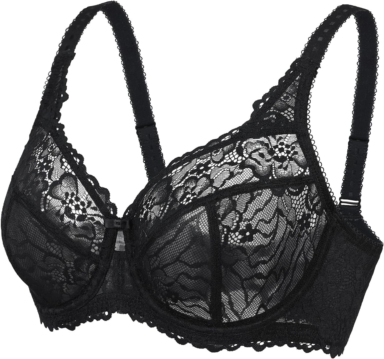 DELIMIRA Women's Plus Size Minimizer Bras Full Coverage Lace Unlined Underwire Bra B-K Cups - Image 5