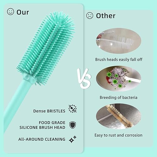 Miniatura 3 de Cepillo de limpieza de botellas de silicona  Paquete de 2  15.7 pulgadas + 12.6 pulgadas Cepillo limpiador de botellas de agua para Hydro Flask,