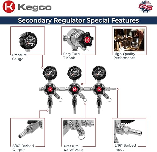 Miniatura 2 de Kegco Regulador Secundario, 3 Producto, Cromo