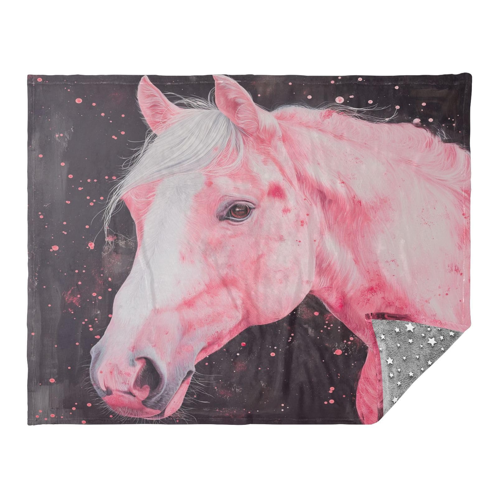 Couverture légère motif cheval 140x177 cm pêche pour canapé