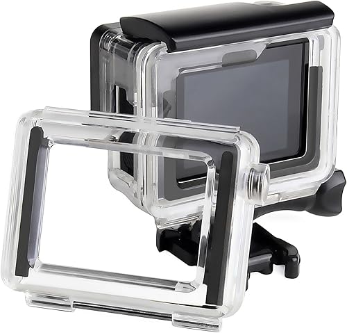 Miniatura 8 de SOONSUN - Carcasa protectora de esqueleto abierto lateral para GoPro Hero 4 3+ 3 cámara trasera plateada, incluye puerta trasera esqueleto y tapa de