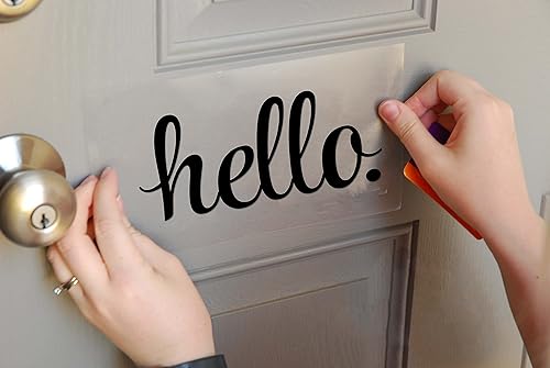 Miniatura 2 de Adhesivo de pared Hello para pared, calcomanía de decoración de pared, letras de vinilo para puerta delantera, decoración de casa de campo,
