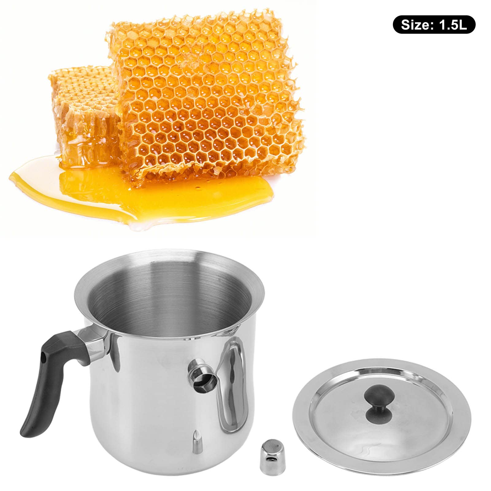 Bee Wax Melting Pot, Candle Wax Melting Pot, Stainless Steel Beekeeping Wax Melting Pot with Lid for Melting Chocolate, Soap, Wax, Candle (1.5L)