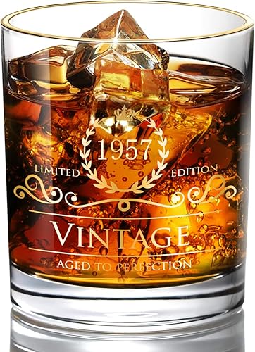 Miniatura 55 de 1941 Regalo de cumpleaños número 84 para hombre/papá/hijo, vasos clásicos para whisky, de 24 quilates hechos a mano, estilo antiguo, no se degradan,