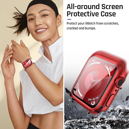 Miniatura 5 de Goton - Funda impermeable para Apple Watch SE de 40 mm (2. generación) Series 6 5 4, protector de pantalla de vidrio templado, de policarbonato duro