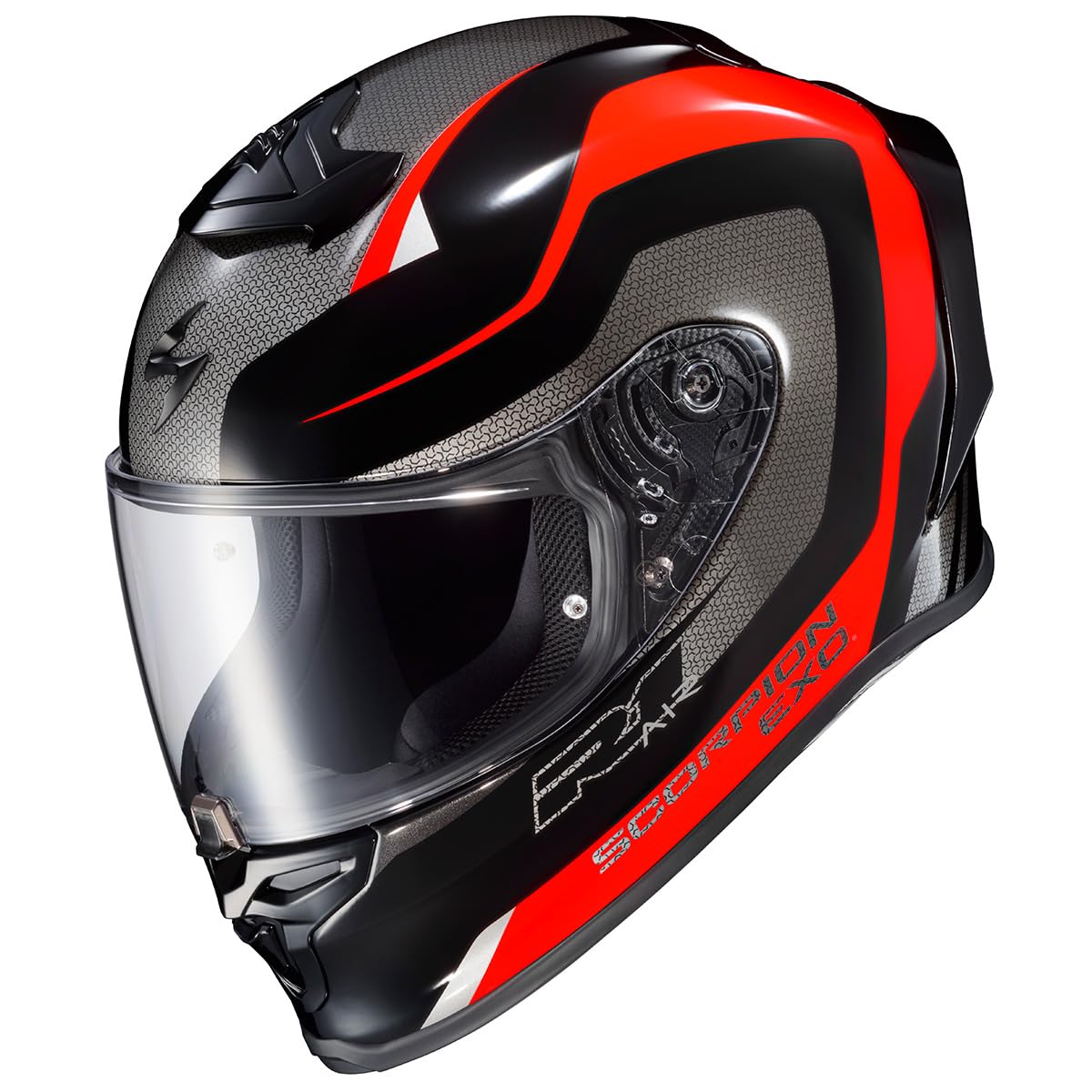 ScorpionEXO R1 Air Full Face Adult Motorcycle Helmet with Pinlock Ready Shield and Bluetooth Ready Speaker Pockets DOT ECE Hive (Red/Black