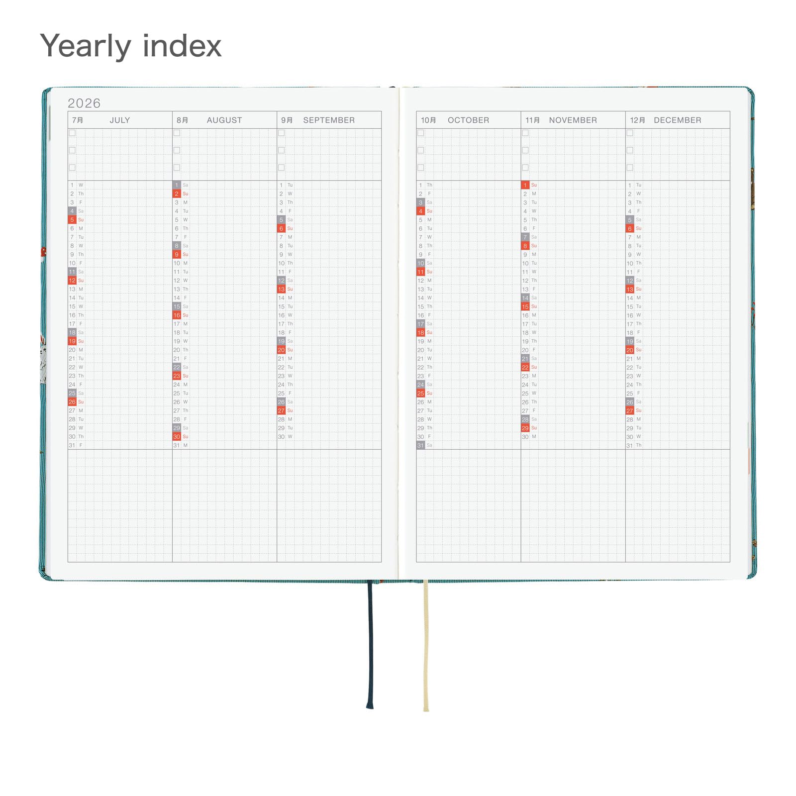 Hobonichi Techo HON A5 2026 – Bow & Tie: In the Forest (English, January Start Planner)