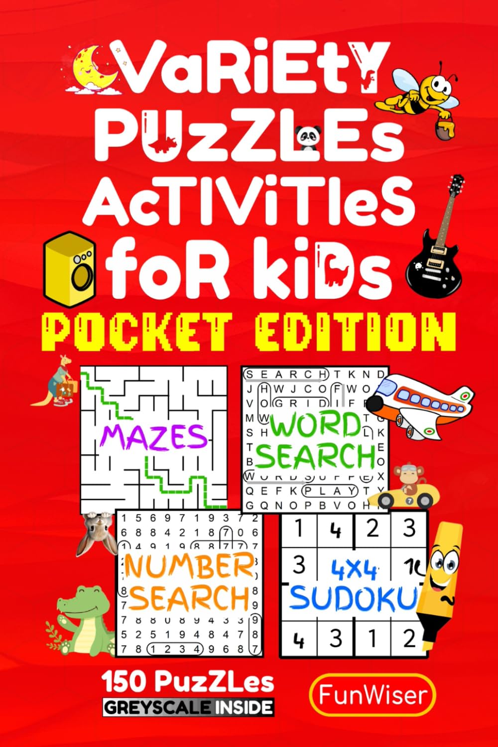 Pocket Puzzle Book for Kids - Variety Puzzles & Activity Book - Pocket Edition: 150 Puzzles - Travel Size - Word Search, Number Search, Mazes (3 ... Travel Games (FunWiser - Pocket Puzzle Books)