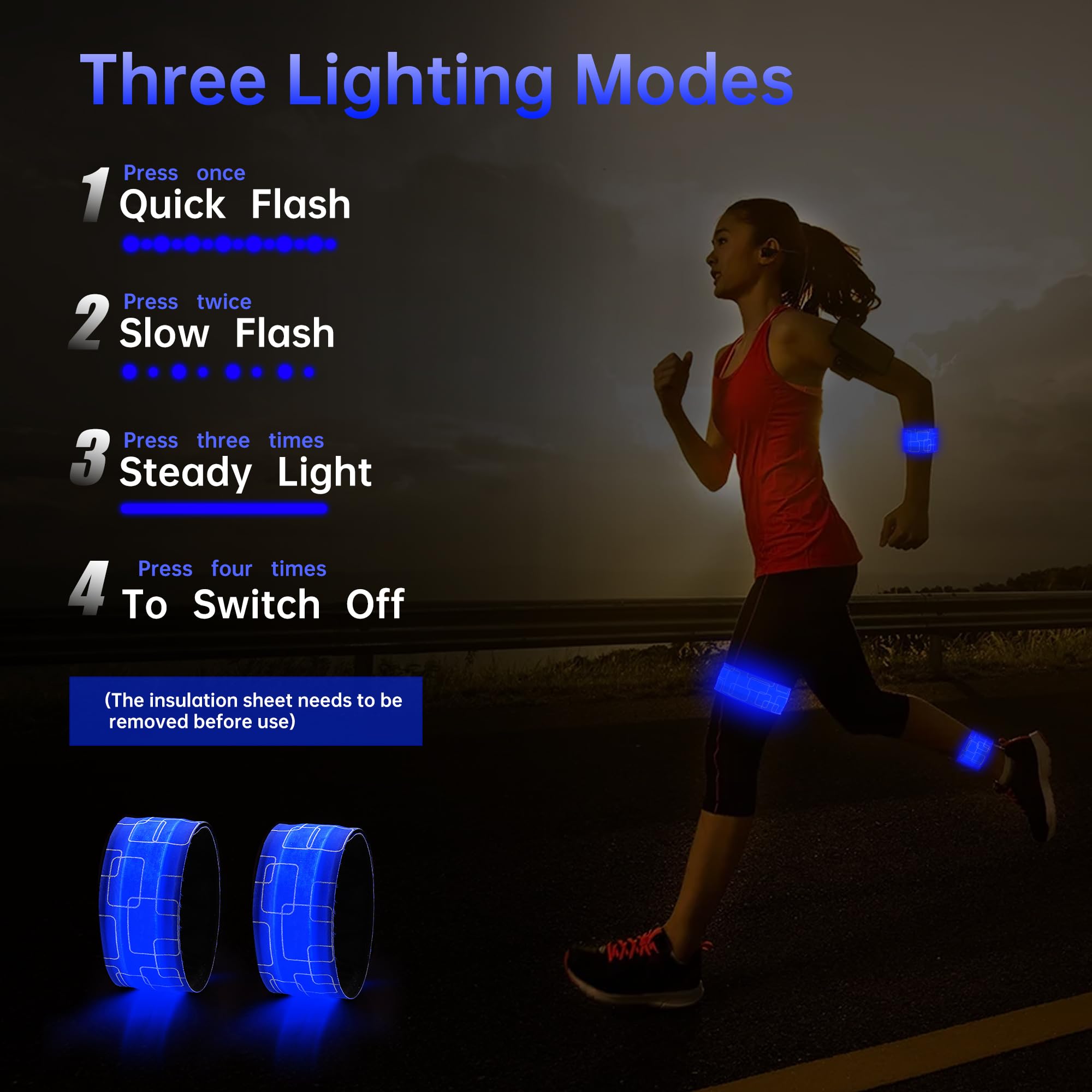 DazSpirit 4 LED Bracciale Braccialetto LED Alimentato a Batteria Fascia per Braccio di Sicurezza Notturna per Corsa