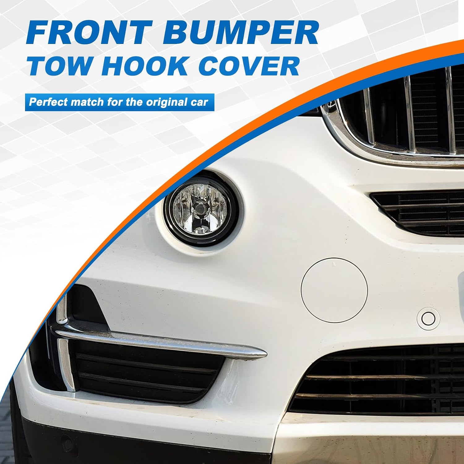 Car Front Bumper Tow Hook Cover Fit for BMW X5 F15 25d 25dX 28iX 30dX 35dX 35i 35iX 40dX 50iX 2014 2015 2016 2017 2018(Only fit the Regular Version) Replace 51117365318 51117378591(White)