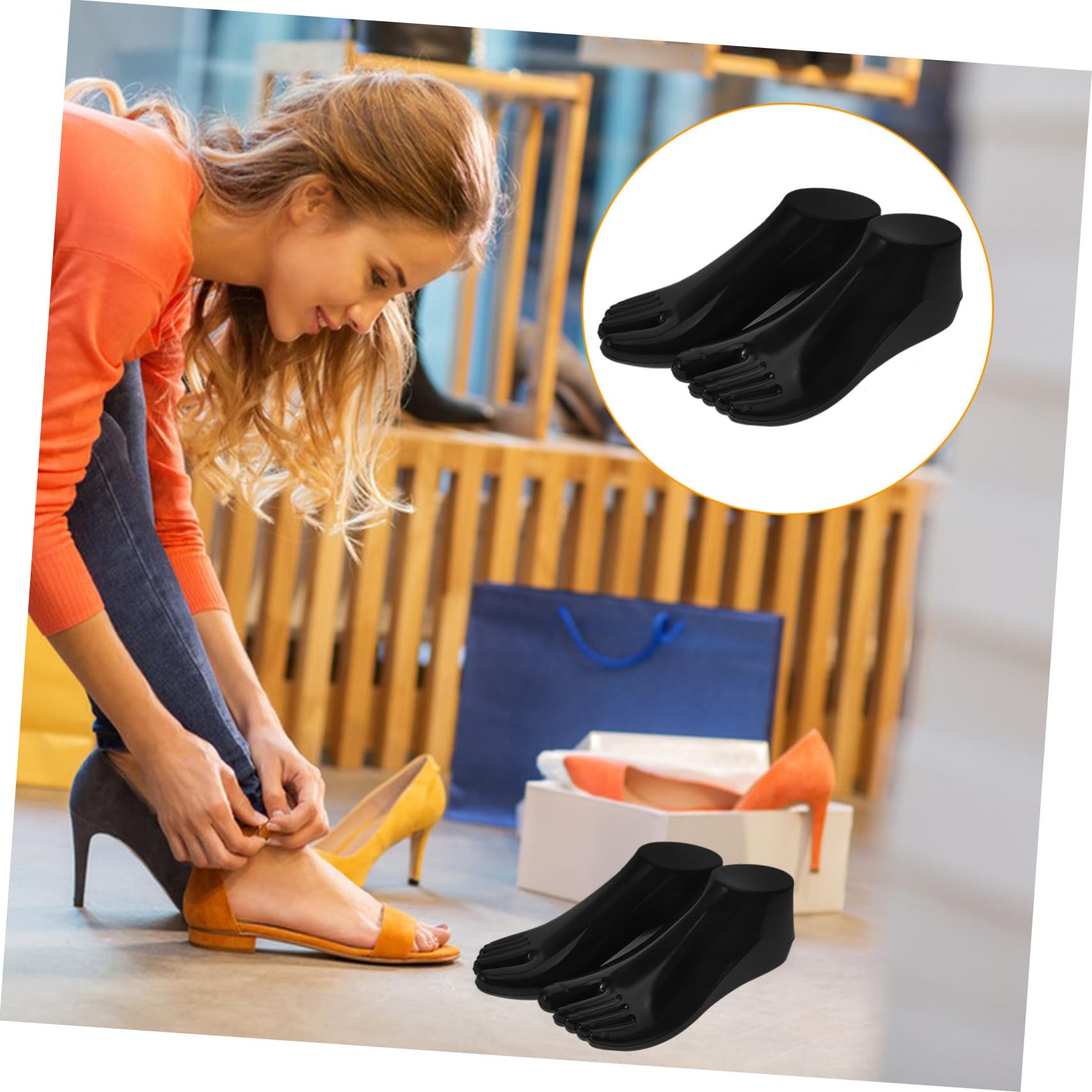 VILLFUL Shoe Shape Holder 2 Pairs Plastic Foot Mannequins Sock Display Stand Lifelike Lightweight
