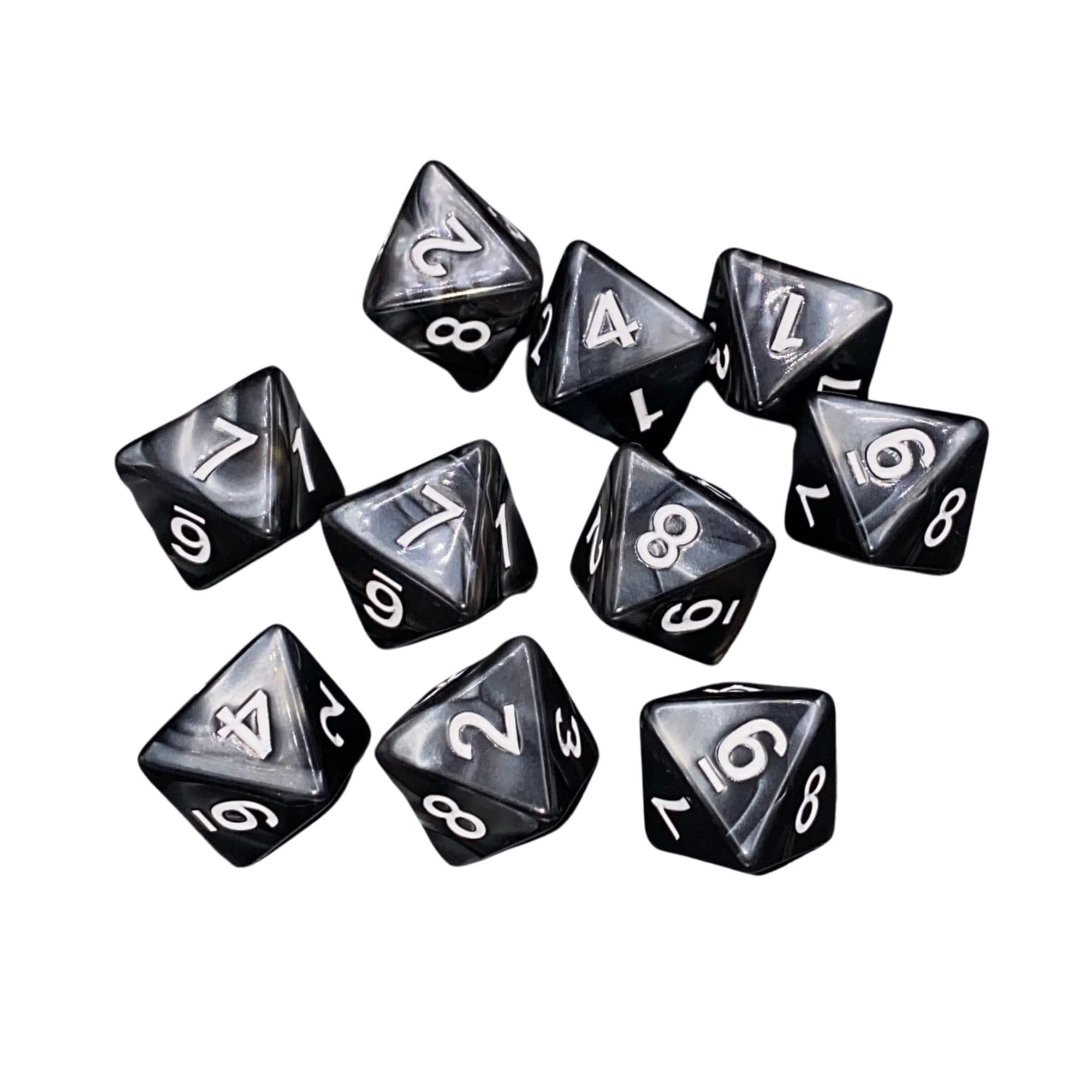 10 Pieces D8 Polyhedral Dice Set - 8 Sided Dice with Numbers | Ideal for Board Games, Classroom Activities, Party Table & Gaming Fun (Color: Black, Size: 1.6cm/0.63in)