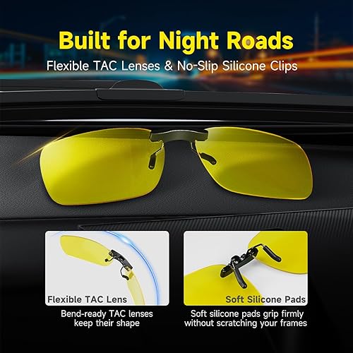 Miniatura 6 de Polarized Clip-On & Flip-Up Driving Glasses Night Vision & Sun Lenses, UV400 Over-Glasses