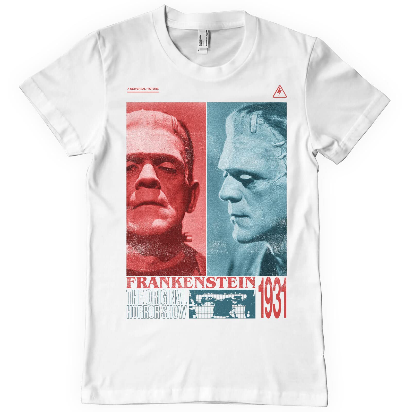 Universal Monsters Men's White Officially Licensed Frankenstein - Horror Show T-Shirt (White), XX-Large