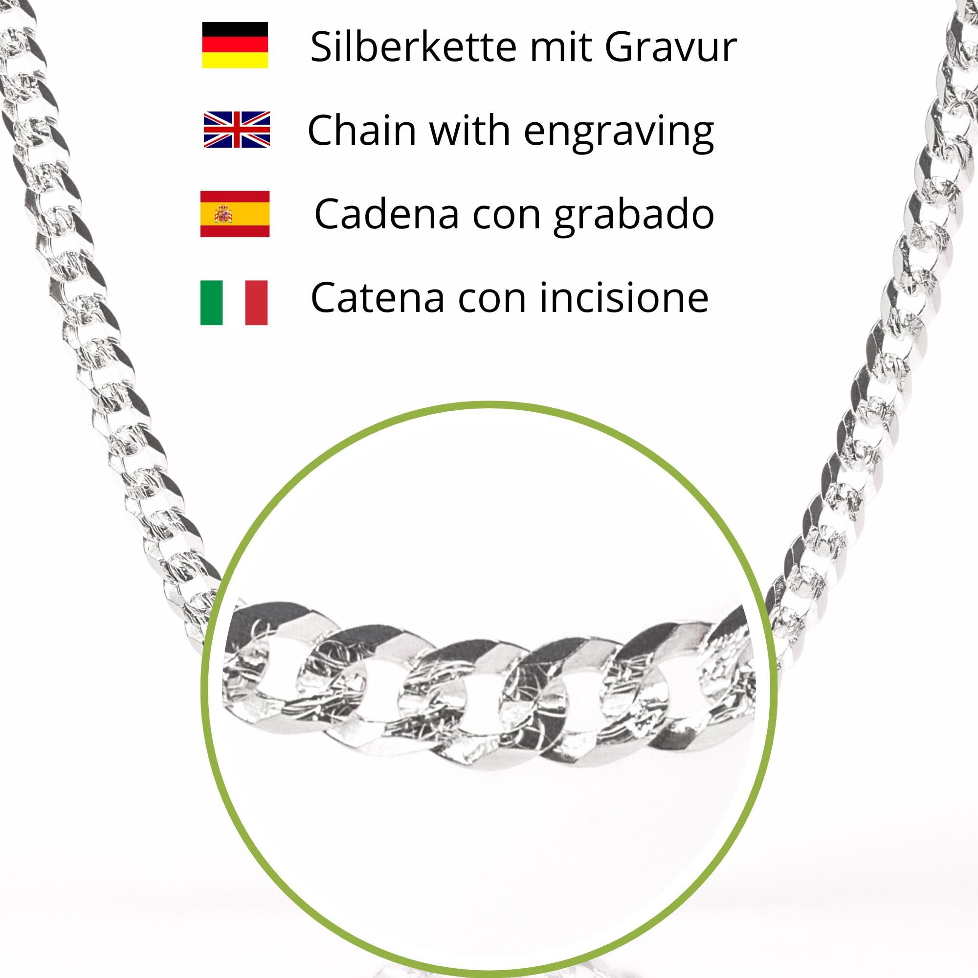 QUADRI - Collar Hombre y Mujer Plata 925 - Cadena Cubana - Made in Italy | Ancho 5 mm - Largo 46-61 cm - Idea de Regalo para Cumpleaños, Aniversario, San Valentín