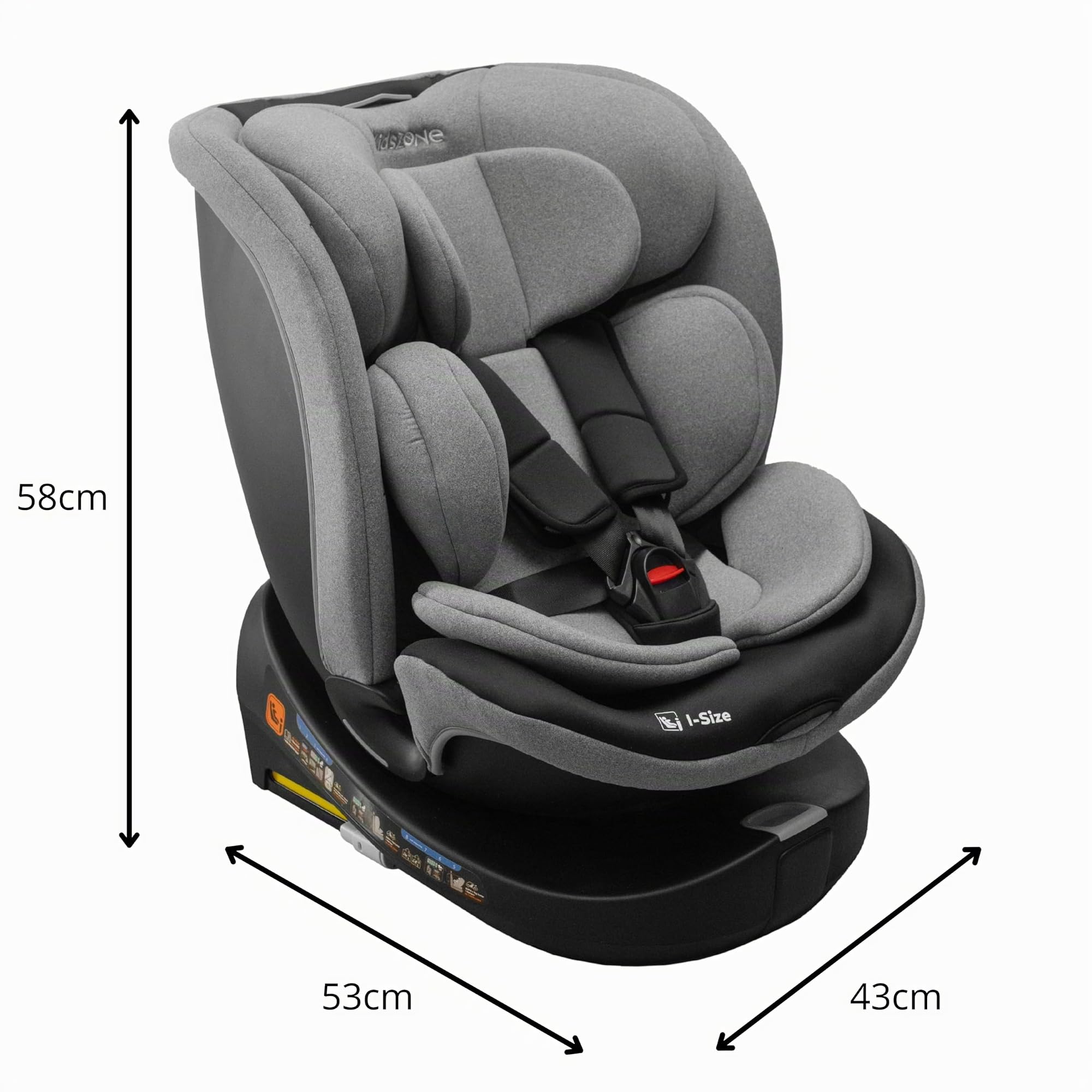 Siege Auto Bebe 0 à 36kg Isofix pivotant 360 – Groupe 0+, 40-150cm, de la naissance à 12 ans - 8 inclinaisons du dossier - Appui-tête réglable jusqu'à 24 cm, Protection latérale