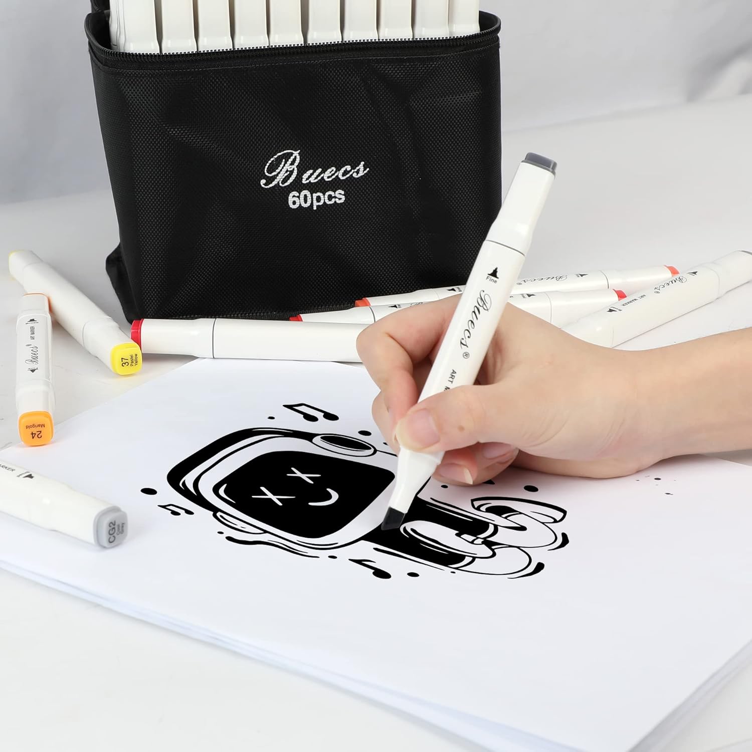 Alcohol Markers: Double Tipped Art Marker, 60 Count, suitable for Adults Artists Painting, Coloring Drawing Sketching, Multicolor - Image 7