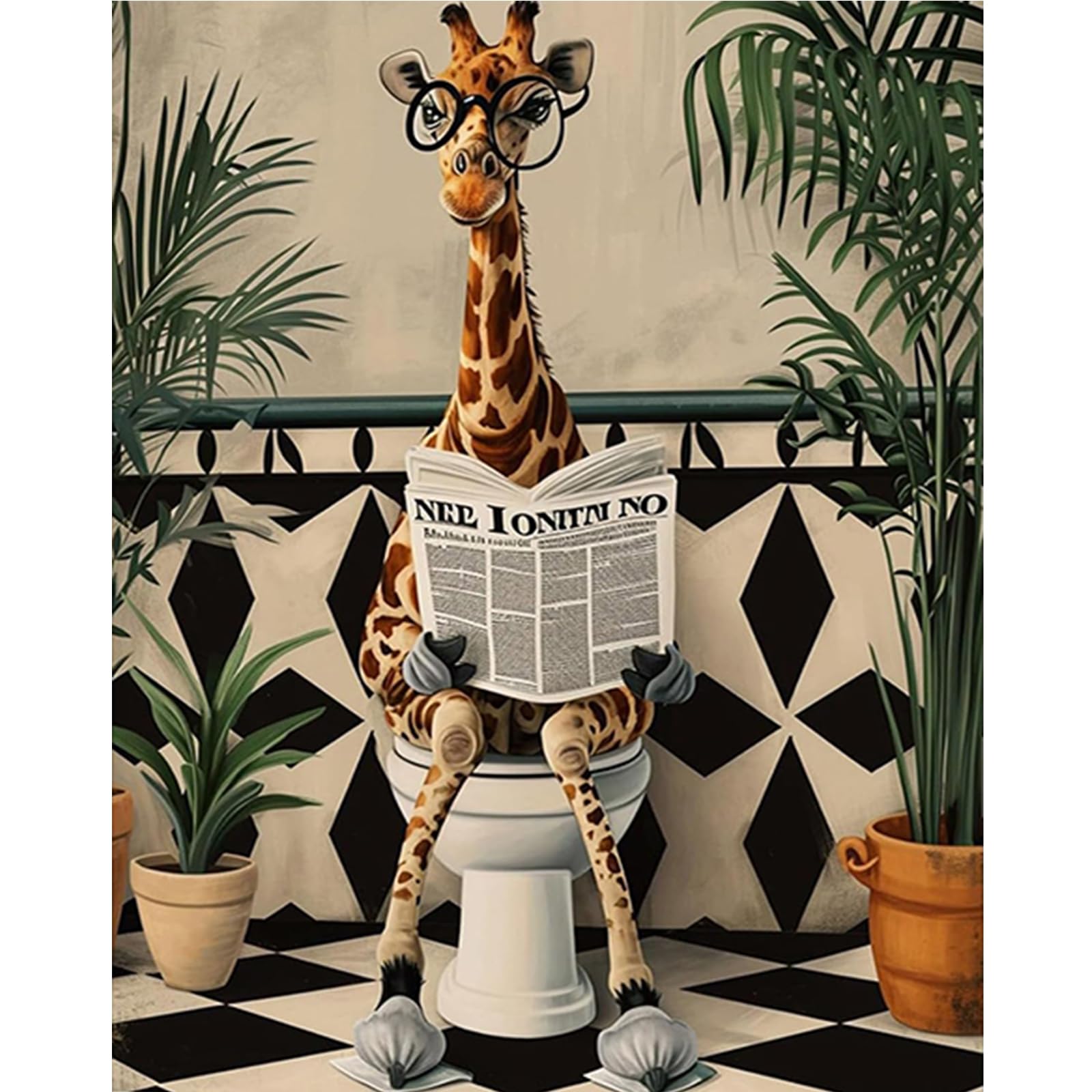 Poetrydraw Giraffe Diy Paint By Numbers Kits Drawing Paintwork On Canvas 15.75X19.69inch Without Frame Canvas Oil Painting Number Painting For Beginners Adults Gift Home Wall Decor (Giraffe)