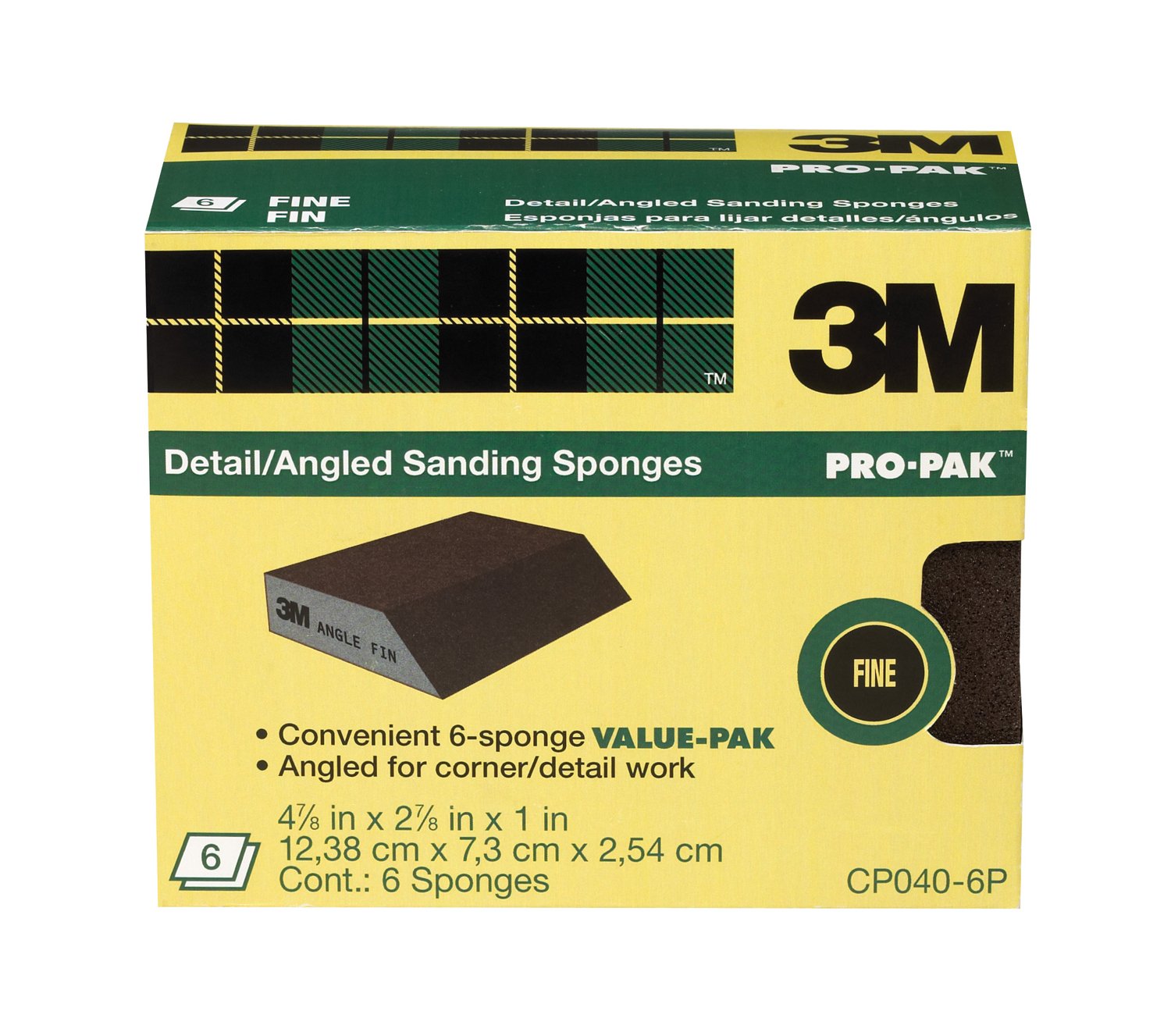 3MCP040-6P Angle Sanding Sponge, 2.875-in by 4.875-in by 1-in