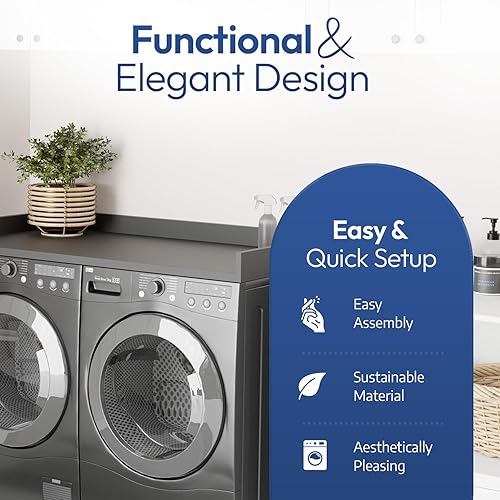 Miniatura 4 de OfficeSimpli - Lavadora y secadora de encimera, laminado, rieles de borde, fabricada con material reciclado, fácil de limpiar, artículos esenciales