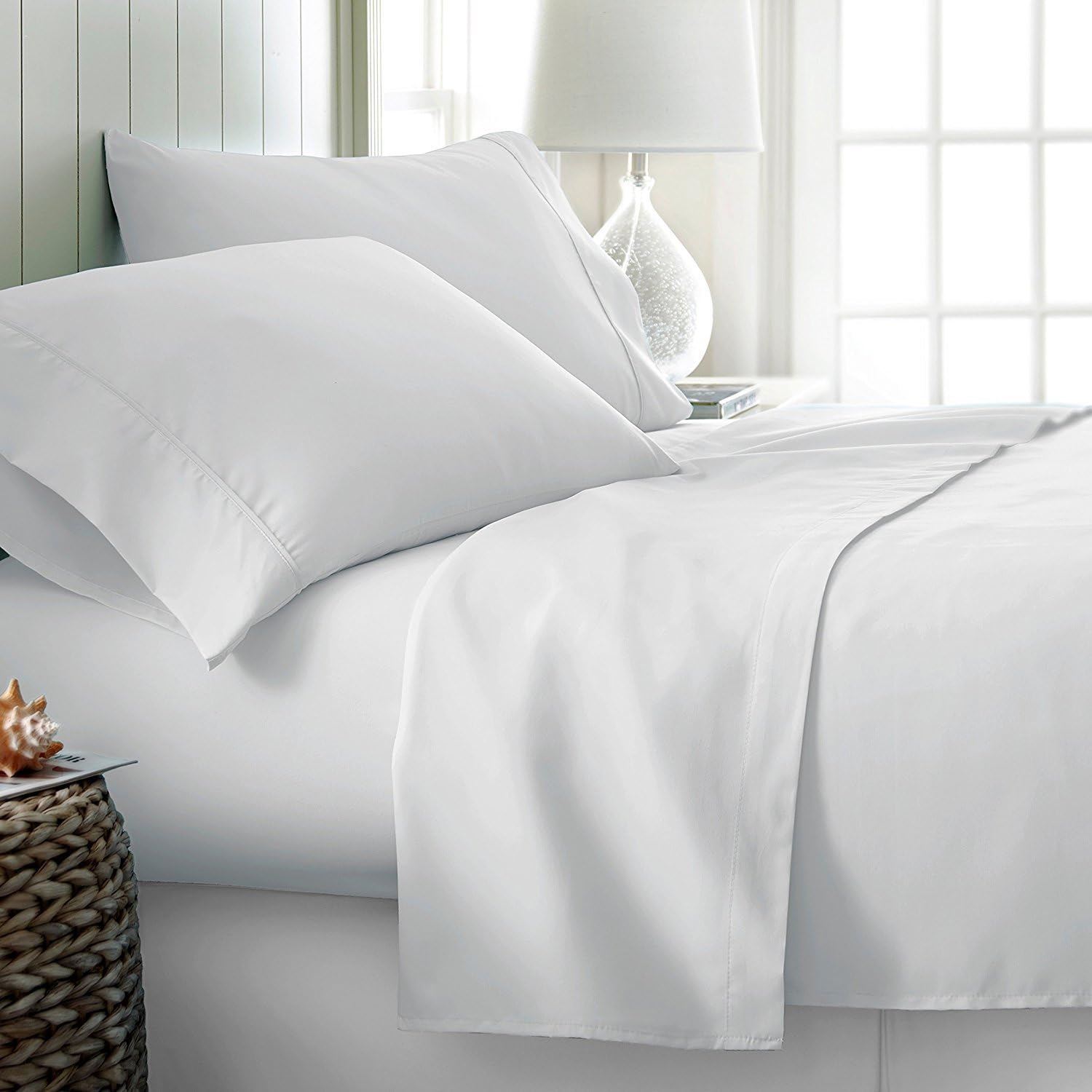 Jasmin Elinor 100% EGYPTIAN COTTON 3 PIECE 200 THREAD COUNT DUVET COVER PILLOWCASE BED SET (Double, White)