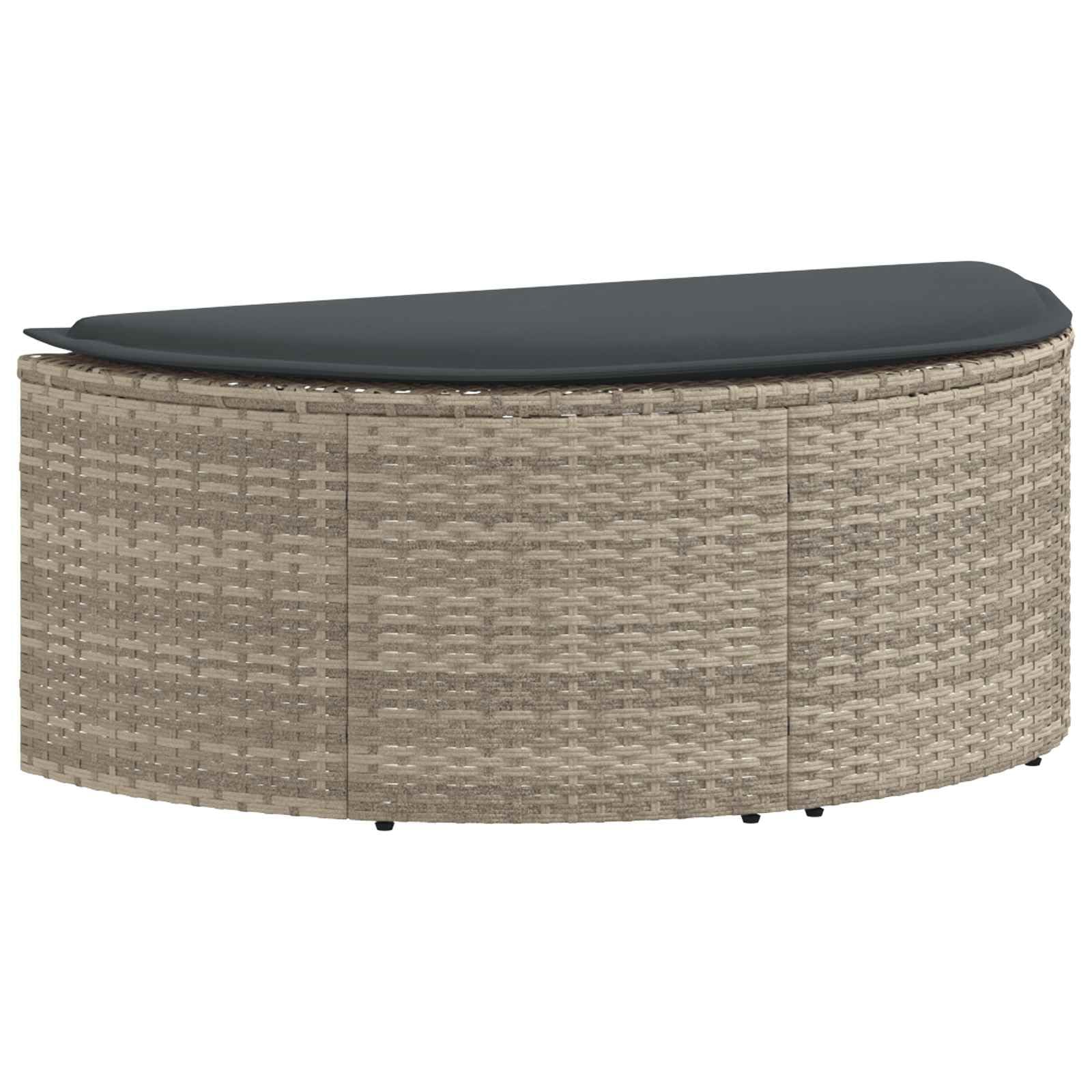 Set divano da giardino con ombrellone in polyrattan grigio | Comodo set lounge a 2 posti con tettuccio parasole inclinabile e sgabello per terrazza, giardino e veranda in grigio chiaro.