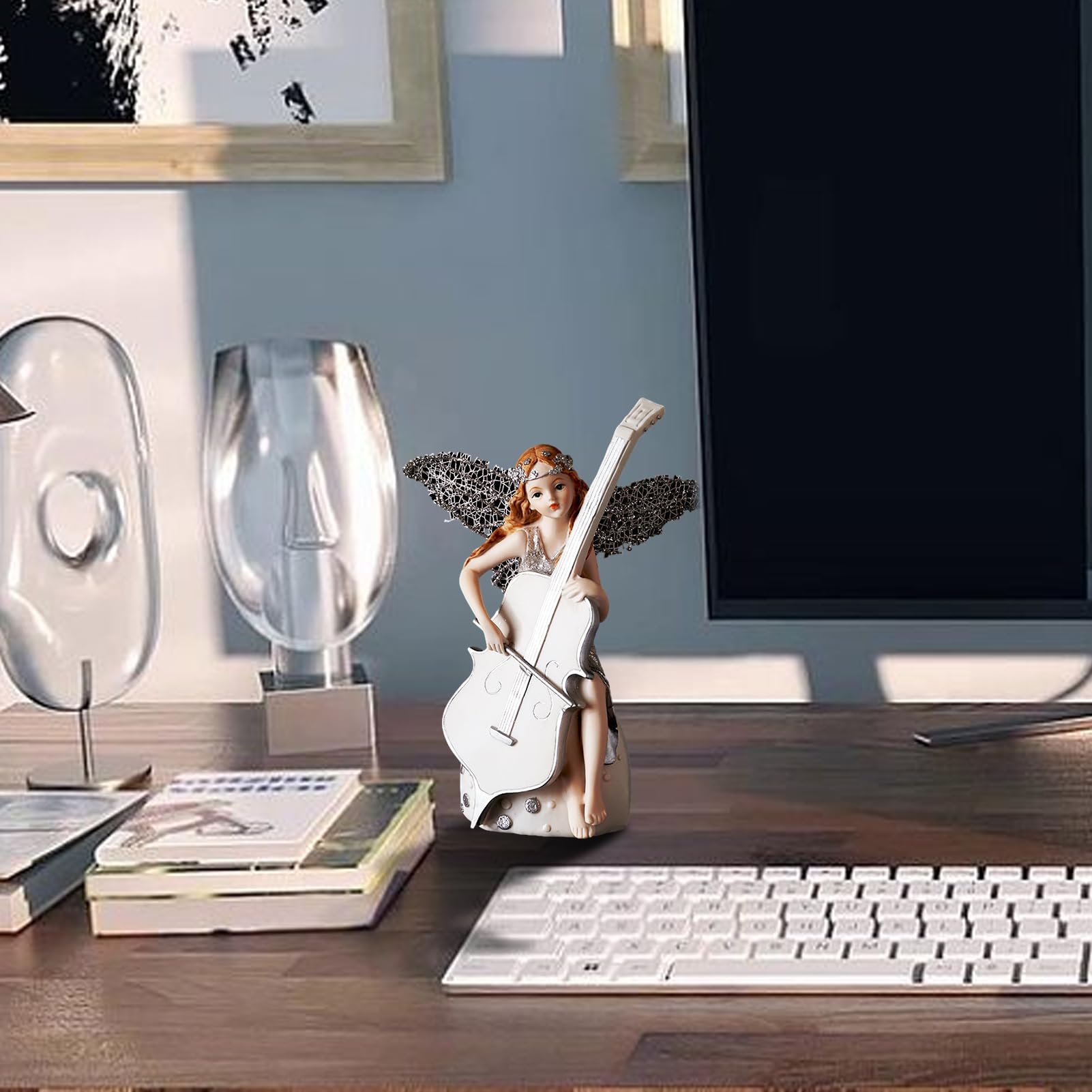 樹脂製 ブロンズ風 ハーブを奏でる女神 天使 置物 樹脂製 ブロンズ風 ハーブを奏でる女神 天使 置物 Amazon.co.jp