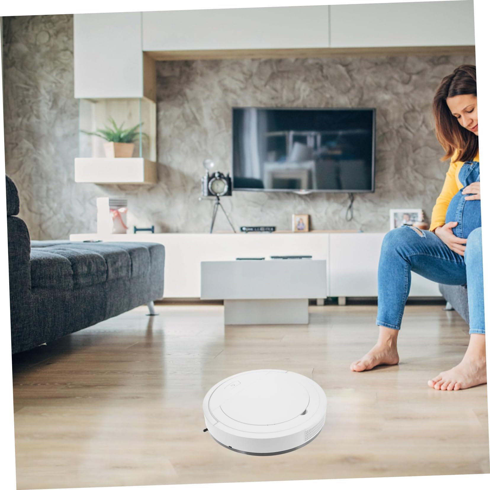 Cabilock Robot Limpiador de Suelos Inteligente Función de Aspirado y Trapeado, Batería de 1200mah, Capacidad de 550ml, Adecuado para Limpieza Hogar