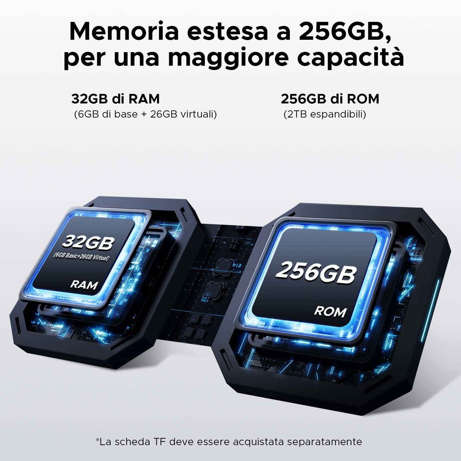 Blade10 Pro Energy Smartphone Rugged IP68 IP69K 256GB 4G LTE | 6 GB RAM fisica + 26 GB virtuale, 6150 mAh, display 6,56'' HD+ 90 Hz, 50 MP, Widevine L1, NFC, custodia e laccetto inclusi